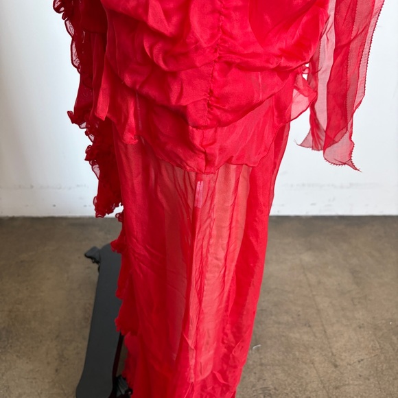 NWOT Red For Love And Lemons “Katya” Silk Chiffon Maxi Dress #2 Sz Small - Picture 9 of 16